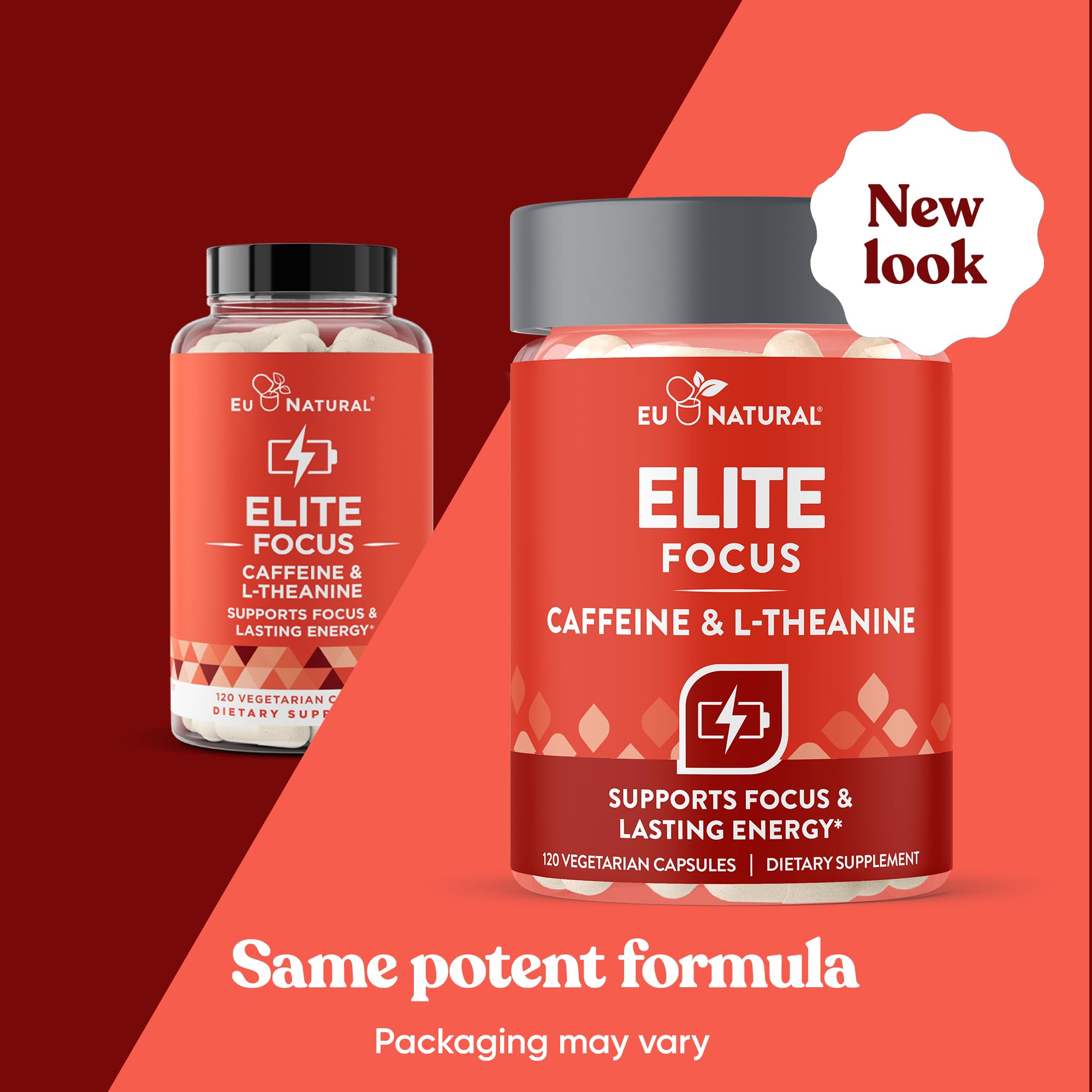 Elite Focus Caffeine Pills with L-Theanine, Jitter-Free Energy, 120 Caps — Amazon image 2