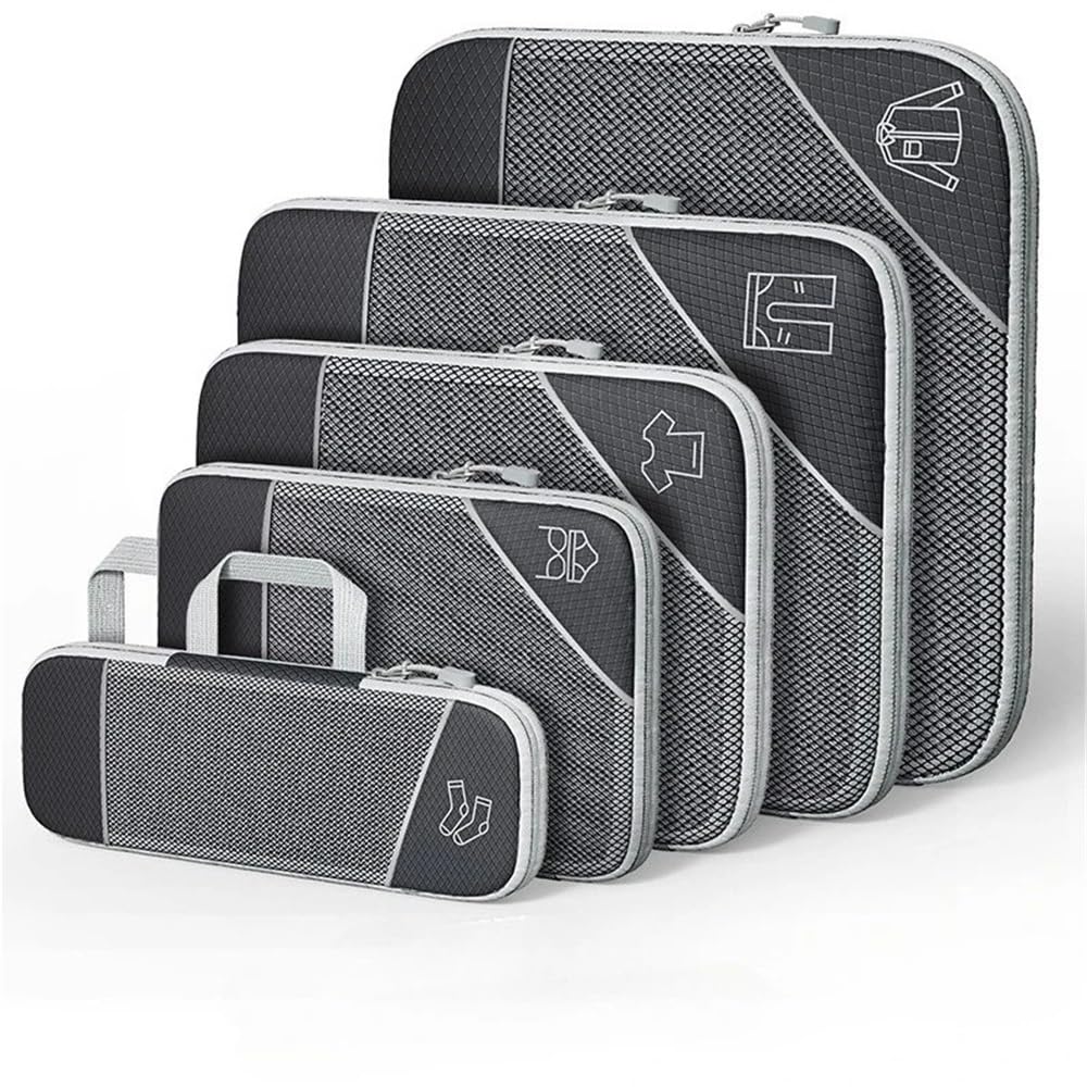 5PCS Mesh Compression Packing Cubes For Suitcases, Travel Organizer