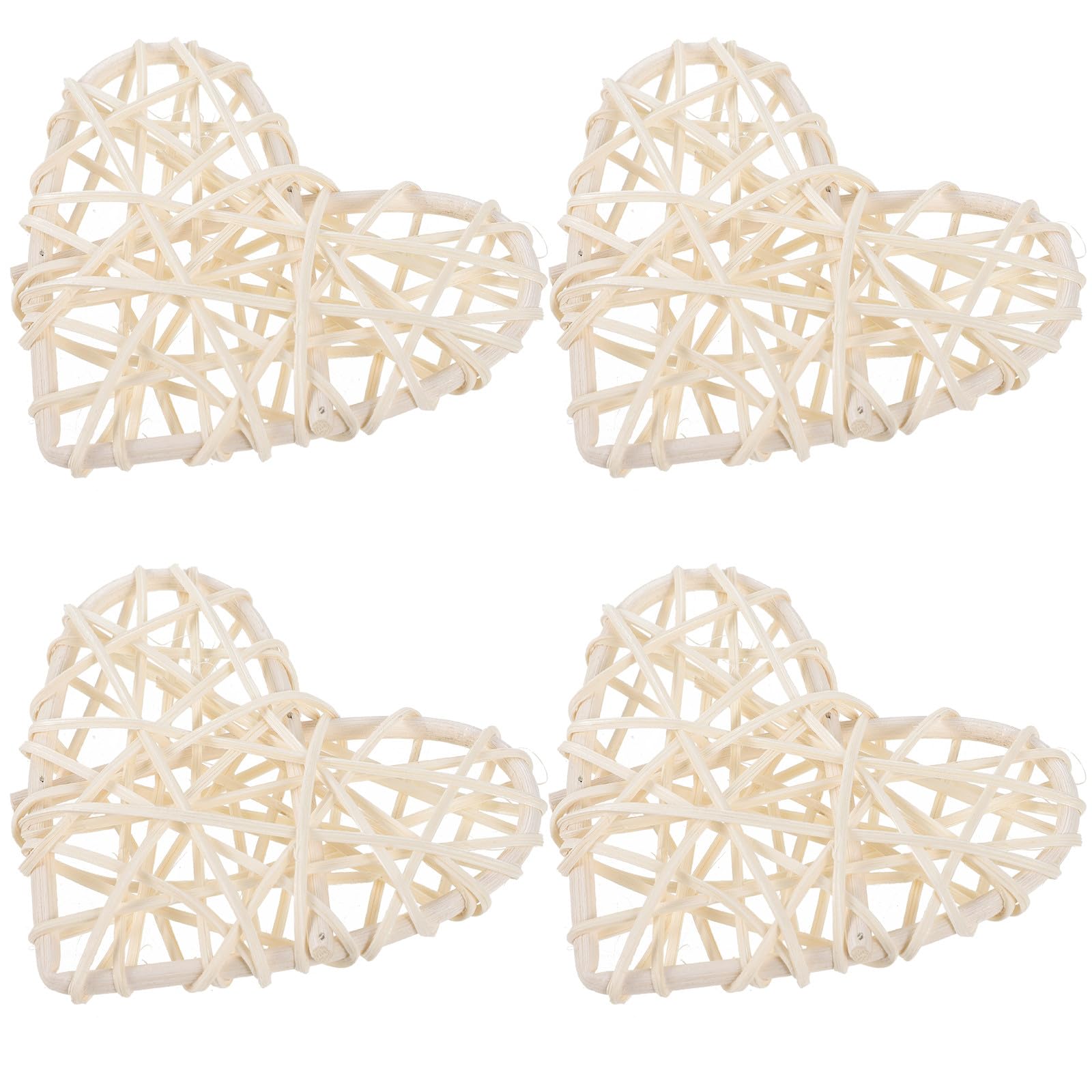 Boules en Rotin Blanc Cœur Pendentifs Suspendus pour Fête et Décoration