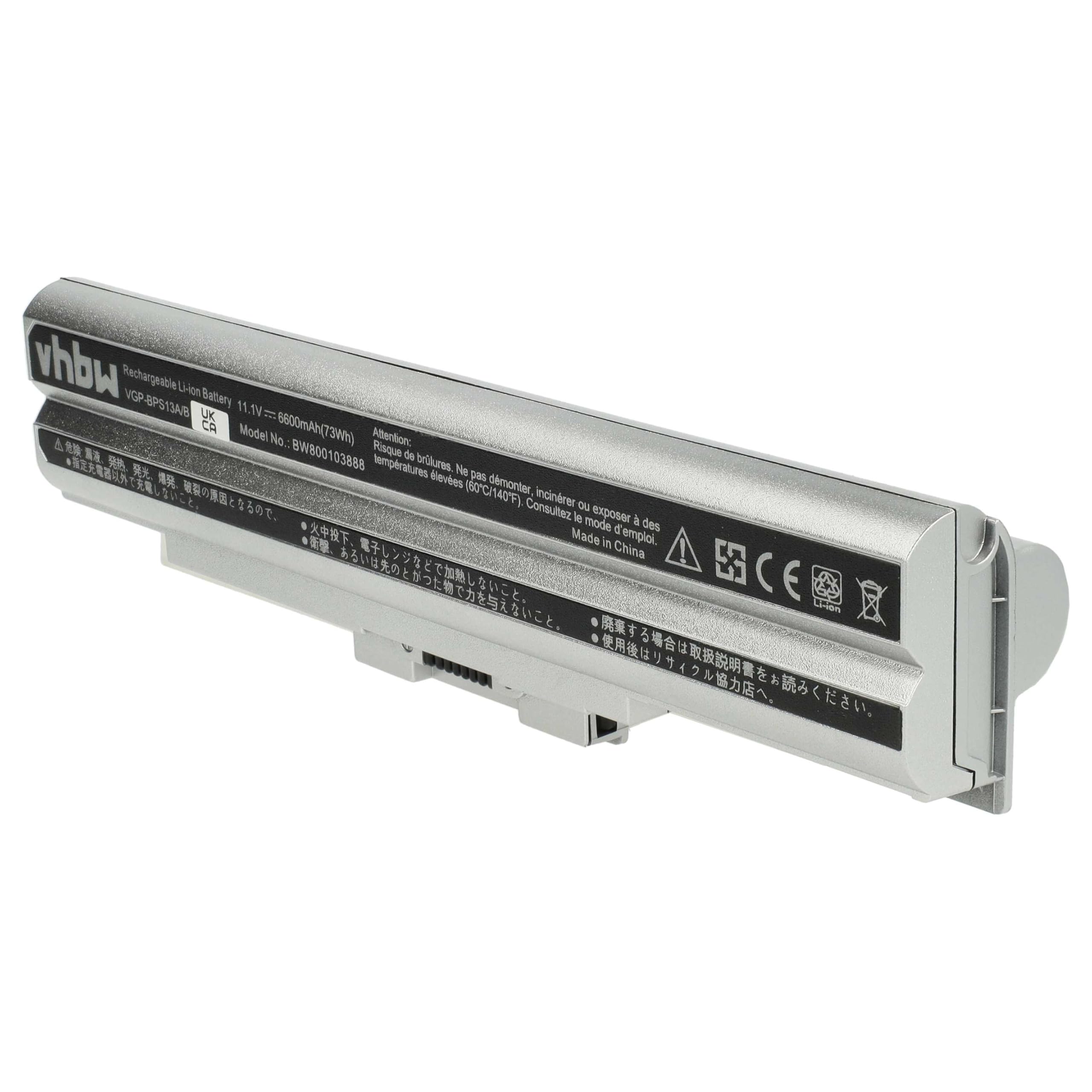 vhbw Bateria kompatybilna z Sony Vaio VPCCW28FJ/P, VPCCW28FJ/R, VPCCW28FJ/W Notebook (6600 mAh, 11,1 V, Li-Ion) - Chip informacyjny