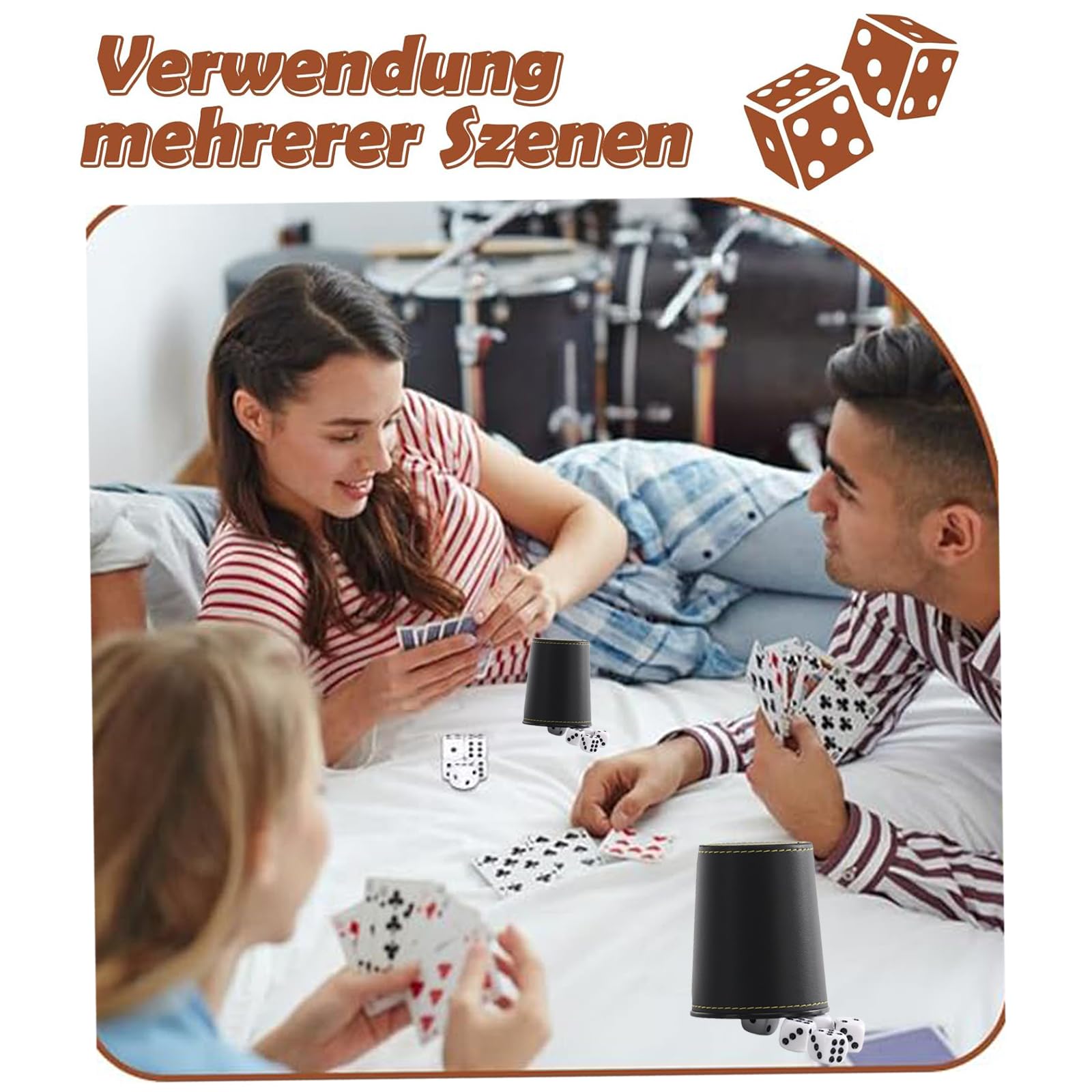 5 Pièces Tasse à Lancers 25 Dés, Tasse à Jets en Cuir, Set de Dés en Cuir, Coupes de Lancers de Haute Qualité, Coupe Noire pour Jets, Idéal pour Réunions Familiales, Bars, KTV et Jeux de Camping