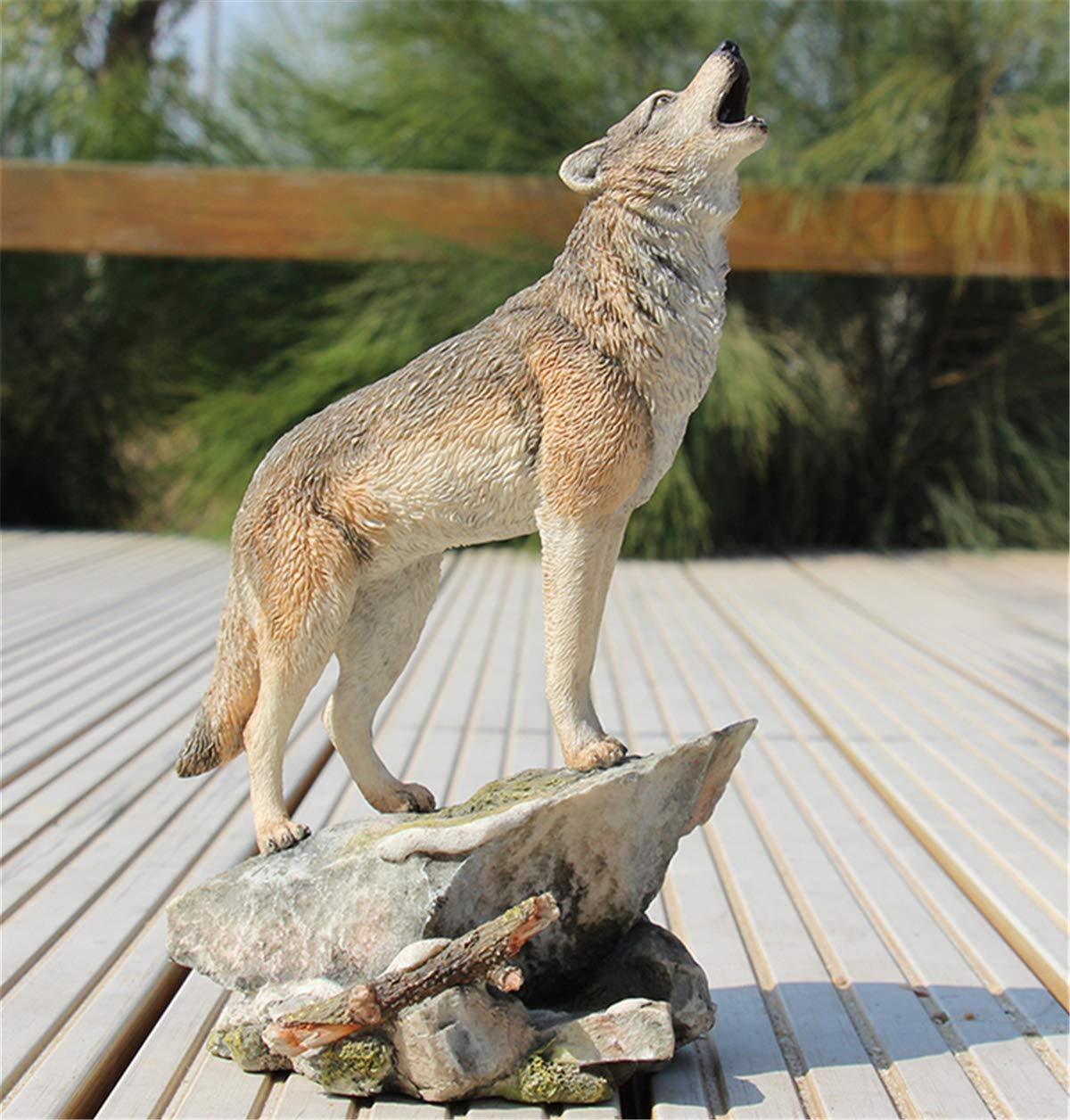 AMITD Wolf Coyote Model Animal Figure Resin Decor Statue Gift