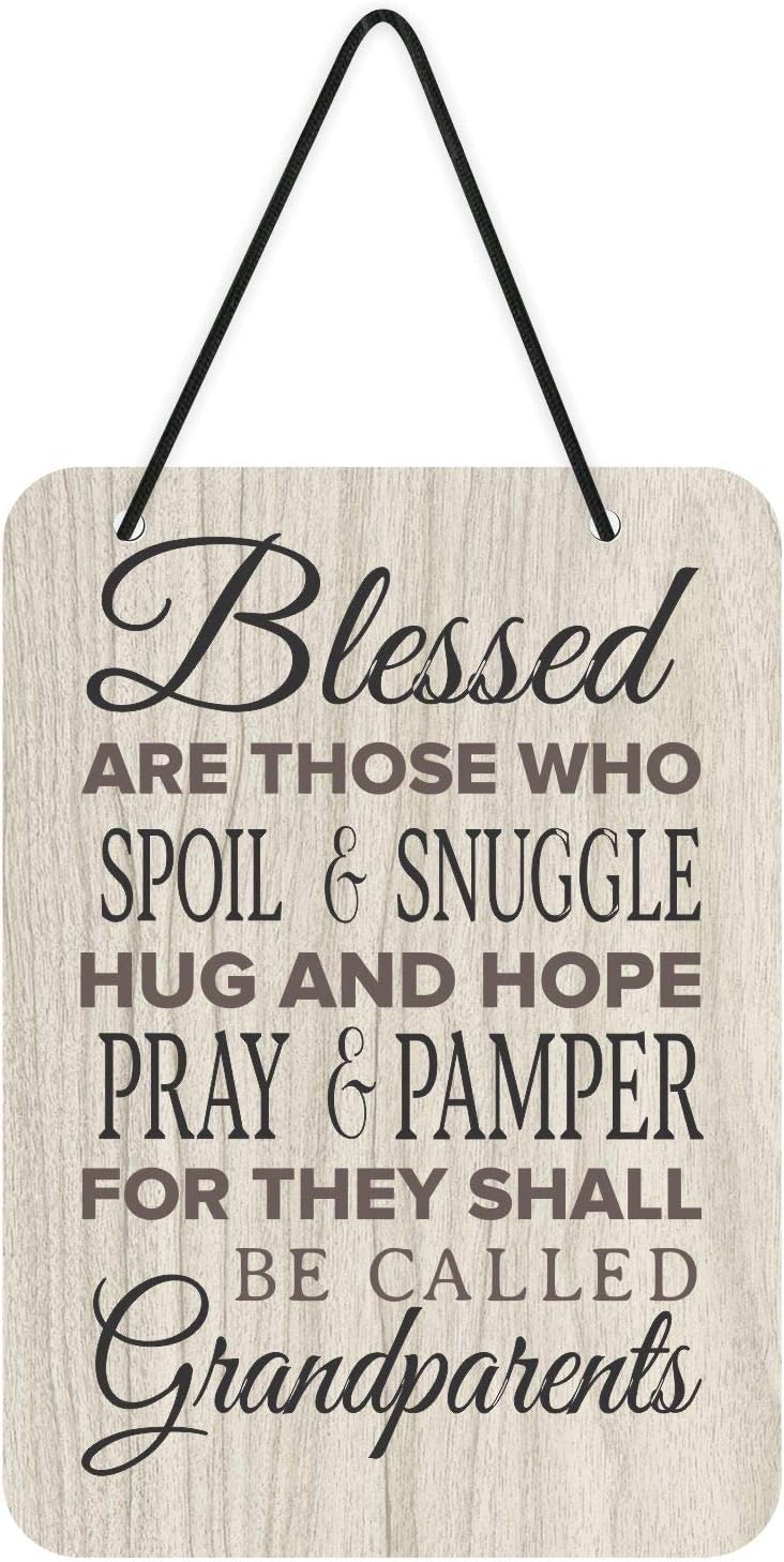 TheYaYaCafe 'Blessed are Those who Spoil and Snuggle' Grandparents Wall Door Hanging (White, 13 x 9 inches)
