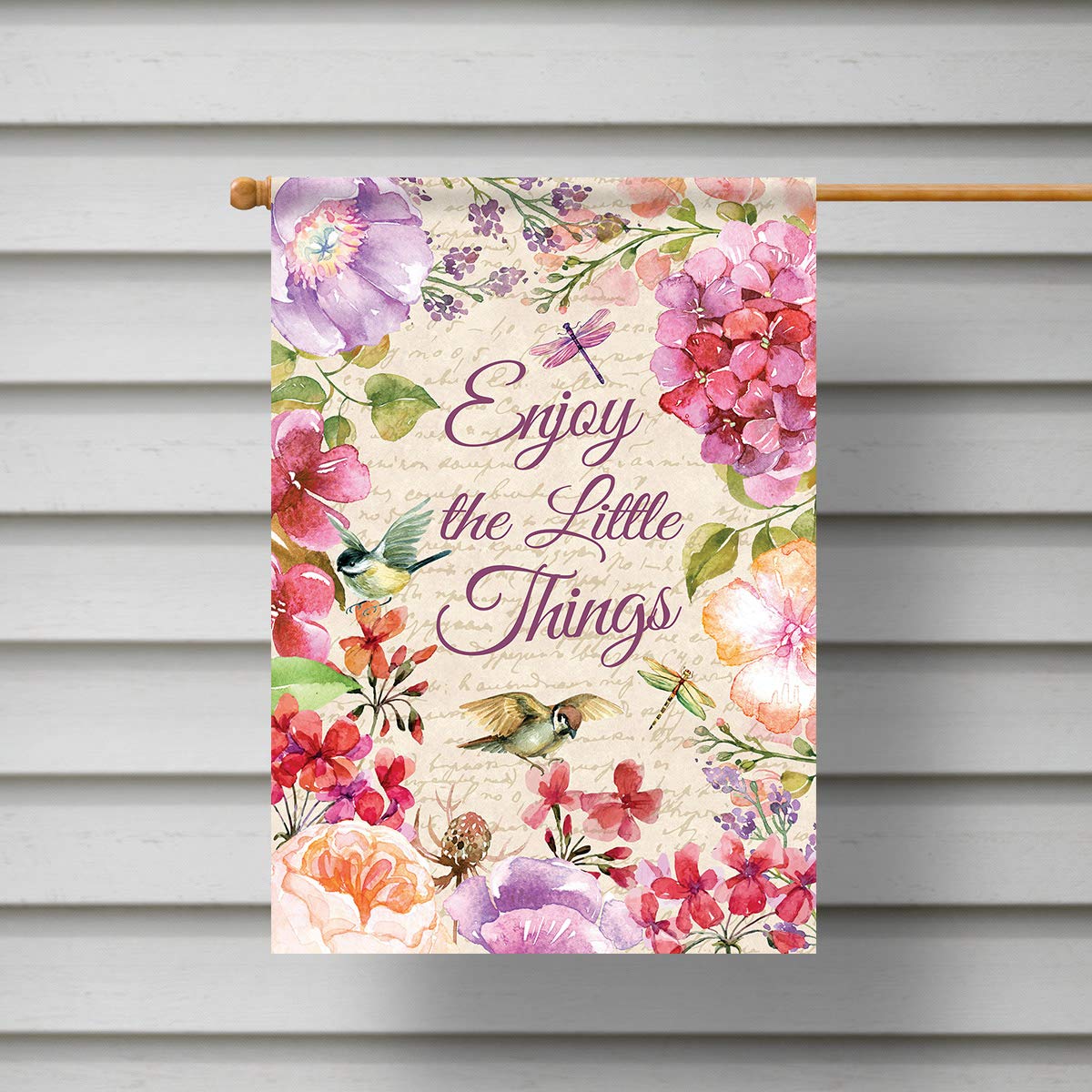 Gartenflagge 'Enjoy The Little Things' – Doppelseitig 30,5x45,7 Cm Blumig Bunt