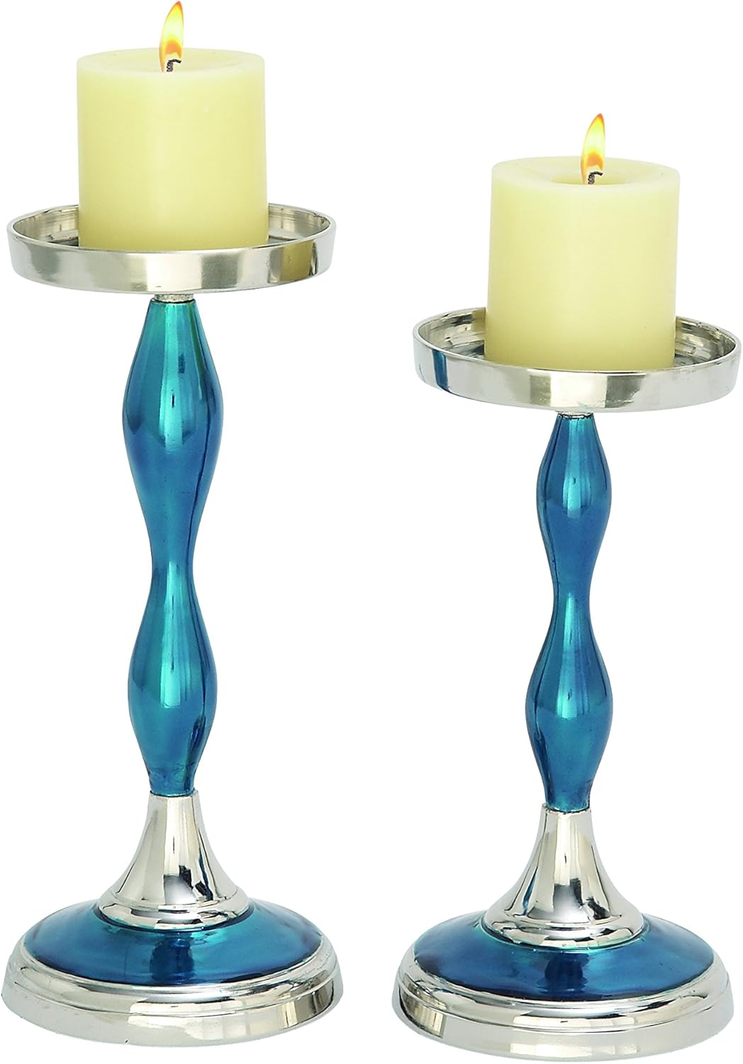 Aluminium Enamel Candle Holder S/2 10", 12"H 51595 Home
