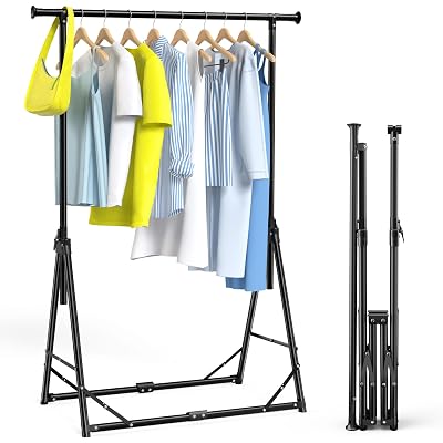 MAXLEAD HOME Clothes Rack Foldable Clothing Rack, 64.5''H Collapsible Garment Rack with 4 levels Adjustable Height, Portable Coat Rack for Travel, Camping, Drying, RV, Indoor, Outdoor, Easy Assemble
