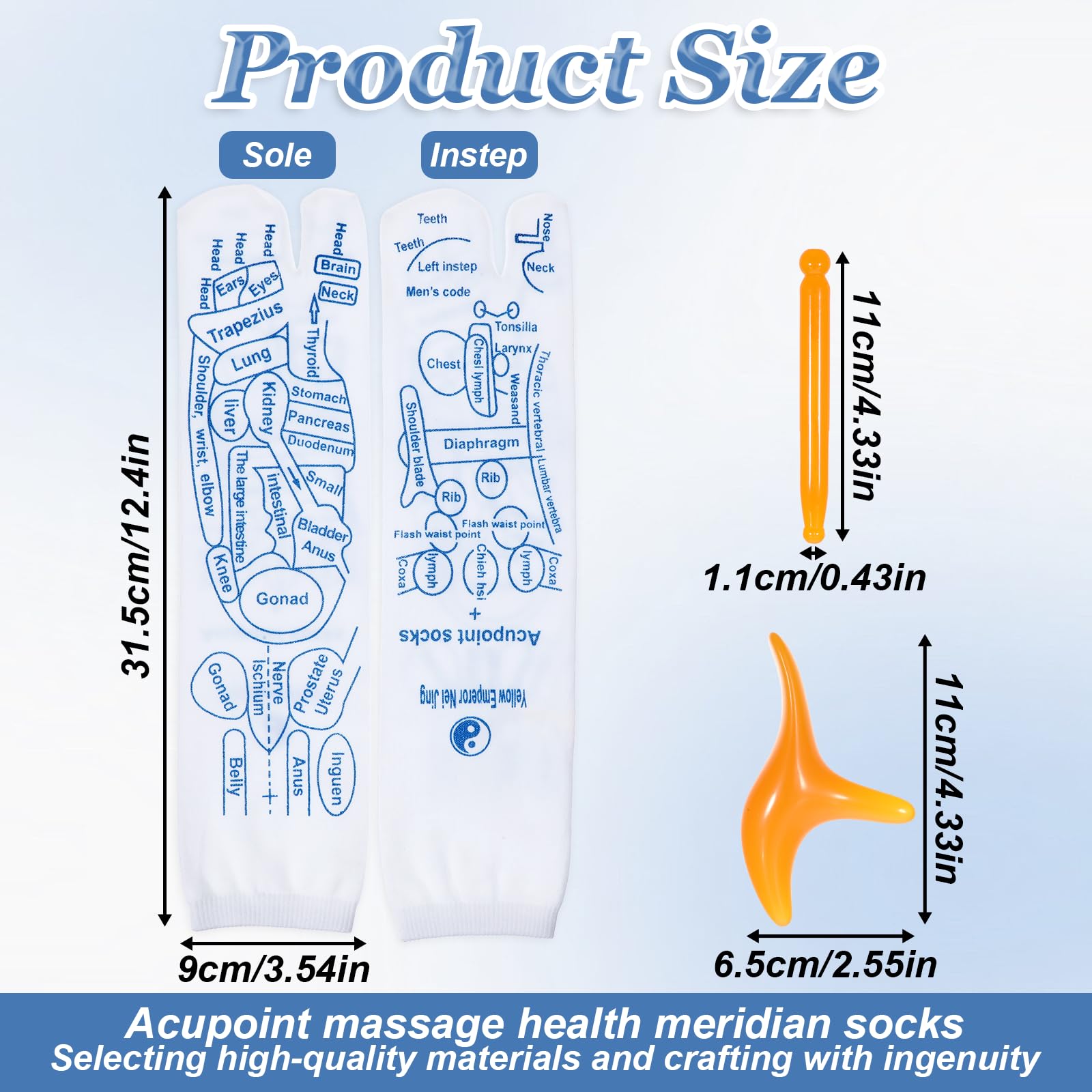 cobee 1 Pair Reflexology Socks with Acupoint Massage Tool, Acupressure Socks Acupuncture Socks, Foot Massage Socks Pressure Point Socks for Relieving Fatigue and Pain