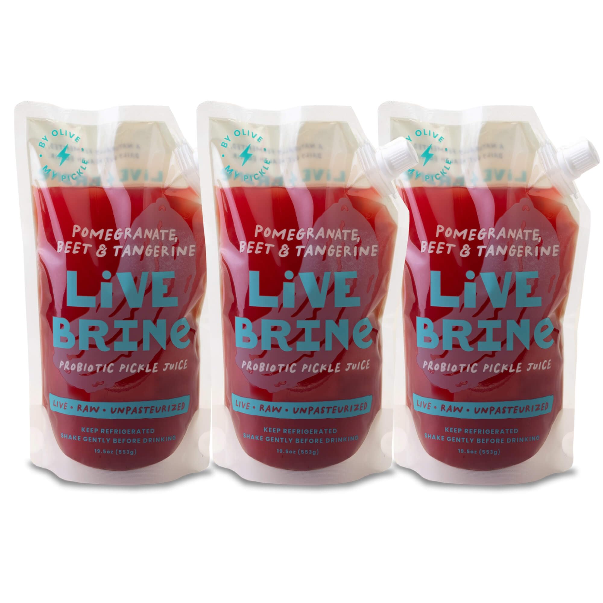 Olive My Pickle Probiotic Pickle Juice - 58.5 Ounces | 3 Pack of LiveBrine Pomegranate Beet & Tangerine Pickle Juice with Natural Probiotics and