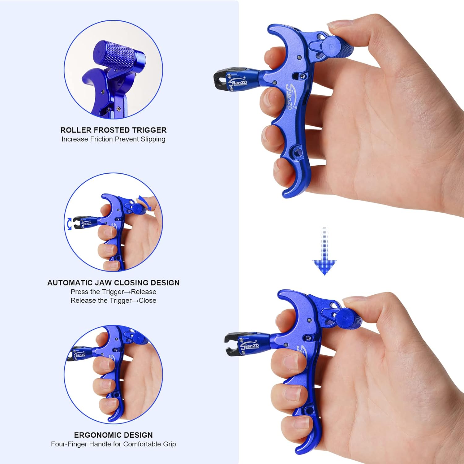 Aimdor Compound Bow Release Archery Aids with D Loop Rope 360° Adjustable Thumb Release Aluminum Alloy Aids for Hunting Outdoor Accessories Blue : Sports & Outdoors