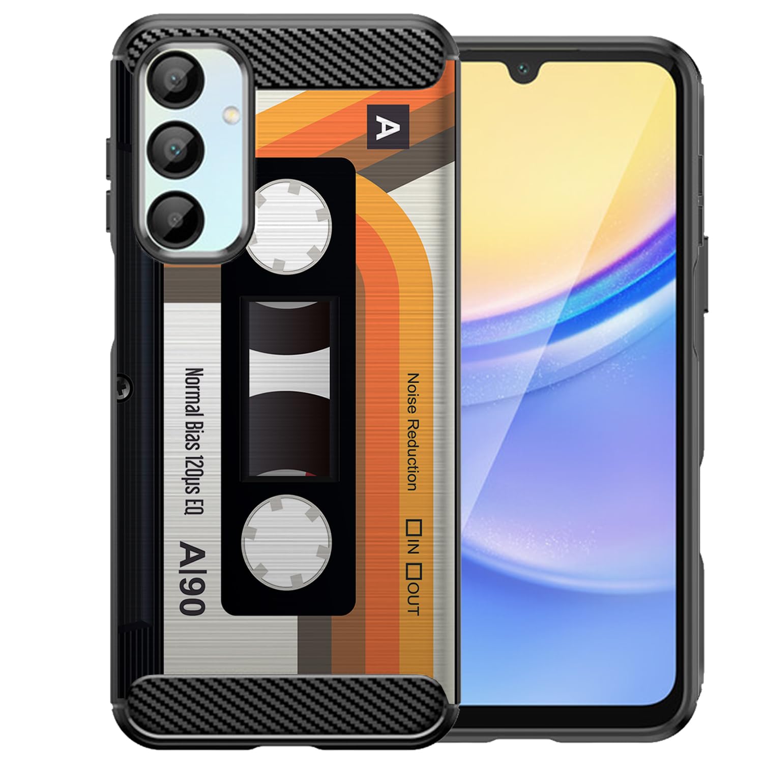 CasesOnDeck Case Compatible with Samsung Galaxy A16 5G (2024) - Slim, Carbon Fiber, Matte TPU Case with Cassette Tape Pattern and Dual Layer Shock