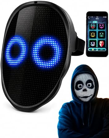 LED Light Up Mask, App Gesture Control Halloween Costume Party Rechargeable