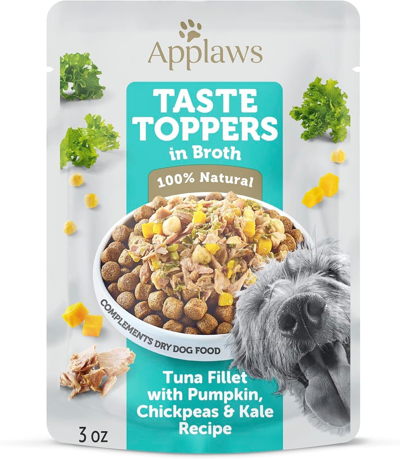 Taste Toppers Tuna in Broth Dog Food Topper 12-Pack 3 oz Pouches | 100% Natural, High Quality Protein, Source of Hydration, Limited Ingredient, Grain Free