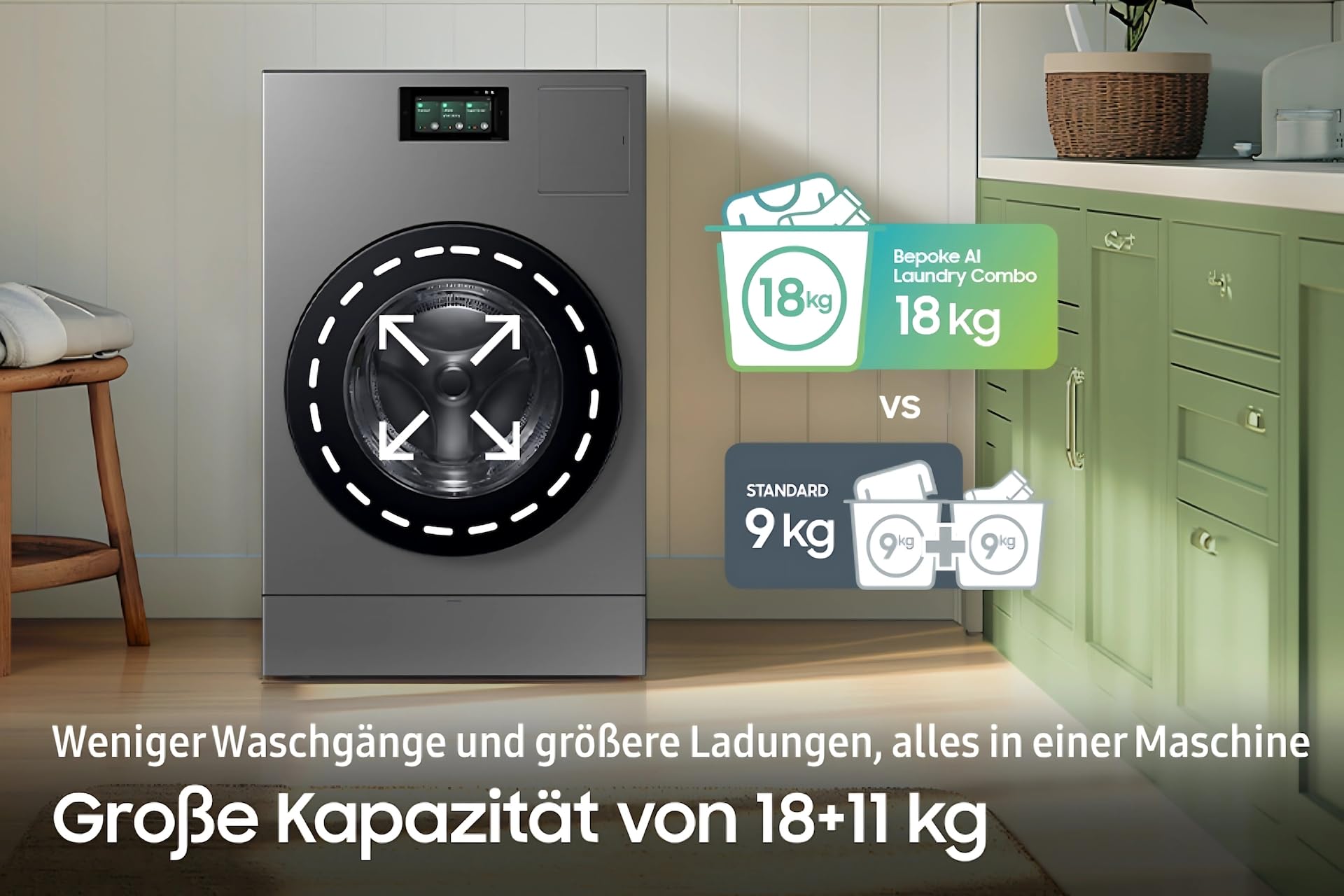 Lavadora Secadora Samsung 18/11kg Bespoke AI Laundry Combo WD18DB8995BZT2