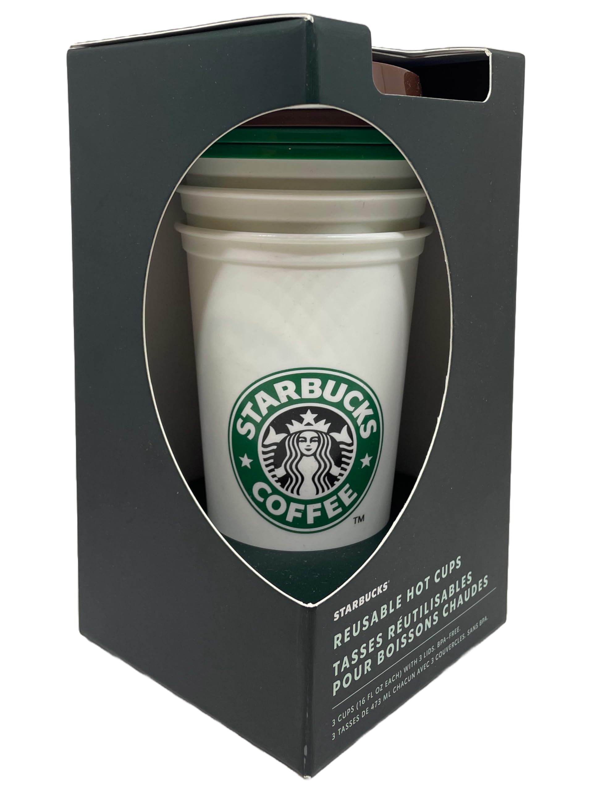 STARBUCKS Heritage Reusable Plastic Travel Cups Limited Edition Set of 3 Mug /Cup/Tumbler Grande Medium, 16oz 473mlhot Cups - BigaMart