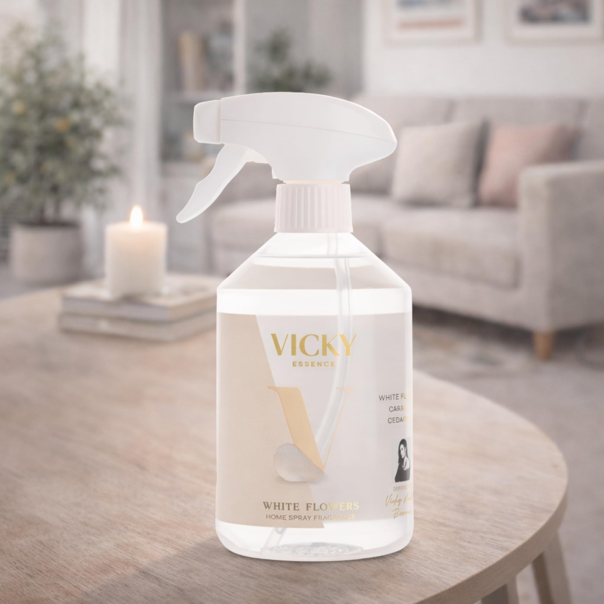 VICKY ESSENCE HOME SPRAY White Flowers 500ml | Ambientador del Hogar | Fragancia Flores Blancas | Perfume para Casa | Absorbe Olores