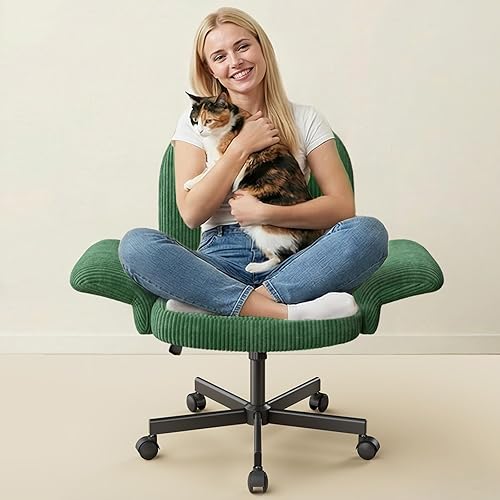 HUANUO Criss Cross Office Chair for Women, Cross Legged Desk