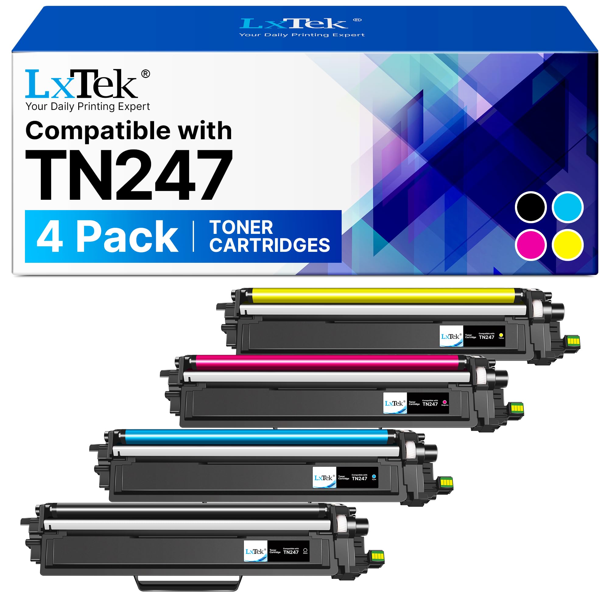 LxTek TN-243CMYK für Brother TN-243CMYK Kompatibel für Toner Brother MFC L3750CDW TN247 TN243CMYK TN-247BK TN 247 für DCP-L3550CDW MFC-L3770CDW HL-L3230CDW HL-L3210CW MFC 3730CDN (4er-Pack)