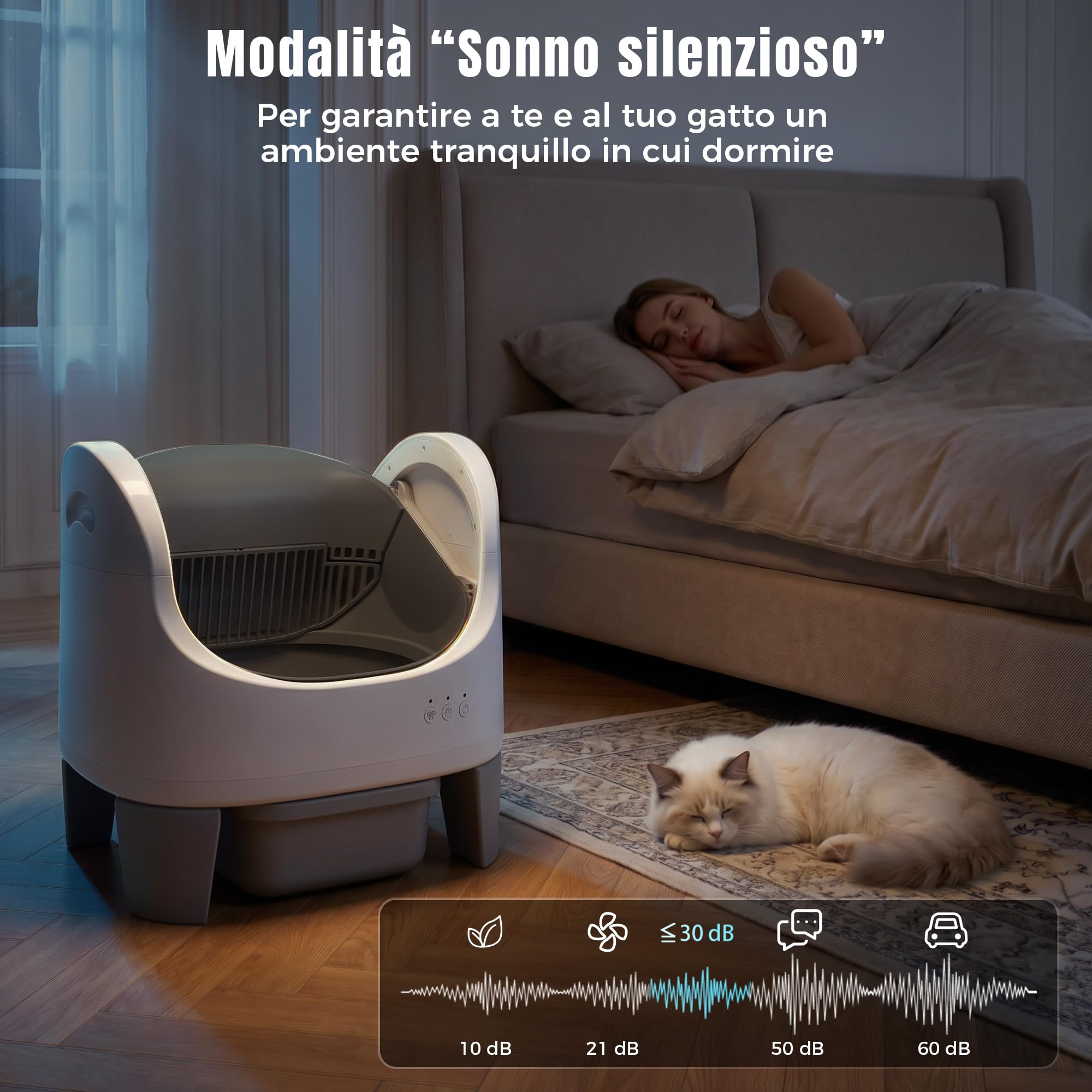 Jummico Lettiera Gatto Autopulente, Lettiera Autopulente per Gatti Aperta, Controllo APP / 15 Giorni senza Rimuovere le Feci/Design Anti-Pizzicamento, Lettiera Smart adatta per Gatti da 1,5 a 10 kg