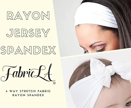 Miniatura 2 de FabricLA Jersey de rayón de elastano, elástico en 4 direcciones, 5860 pulgadas de ancho, tela mediana a pesada, 8.47 ozm, color blanco, 5 yardas