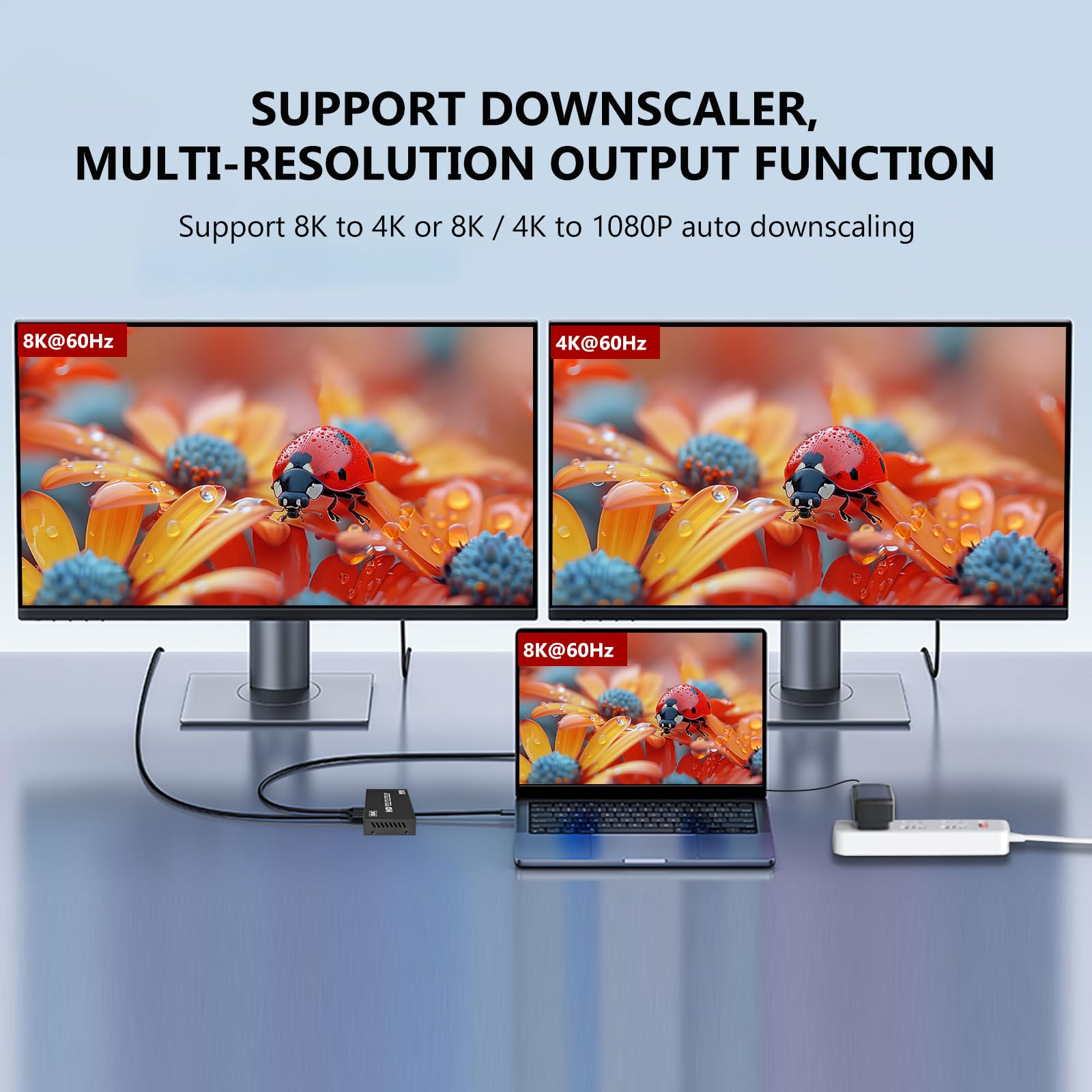 Splitter HDMI 8K 1 in 2 Out, 4K @ 120Hz 1x2 hdmi 2.1 Splitter per doppio monitor (non estendibile) Supporto 8K @60Hz, 4:4:4,48 Gbps, EDID, Auto Down Scaler, HDCP 2.3, VRR, HDR10+ per PS5, laptop, HDTV