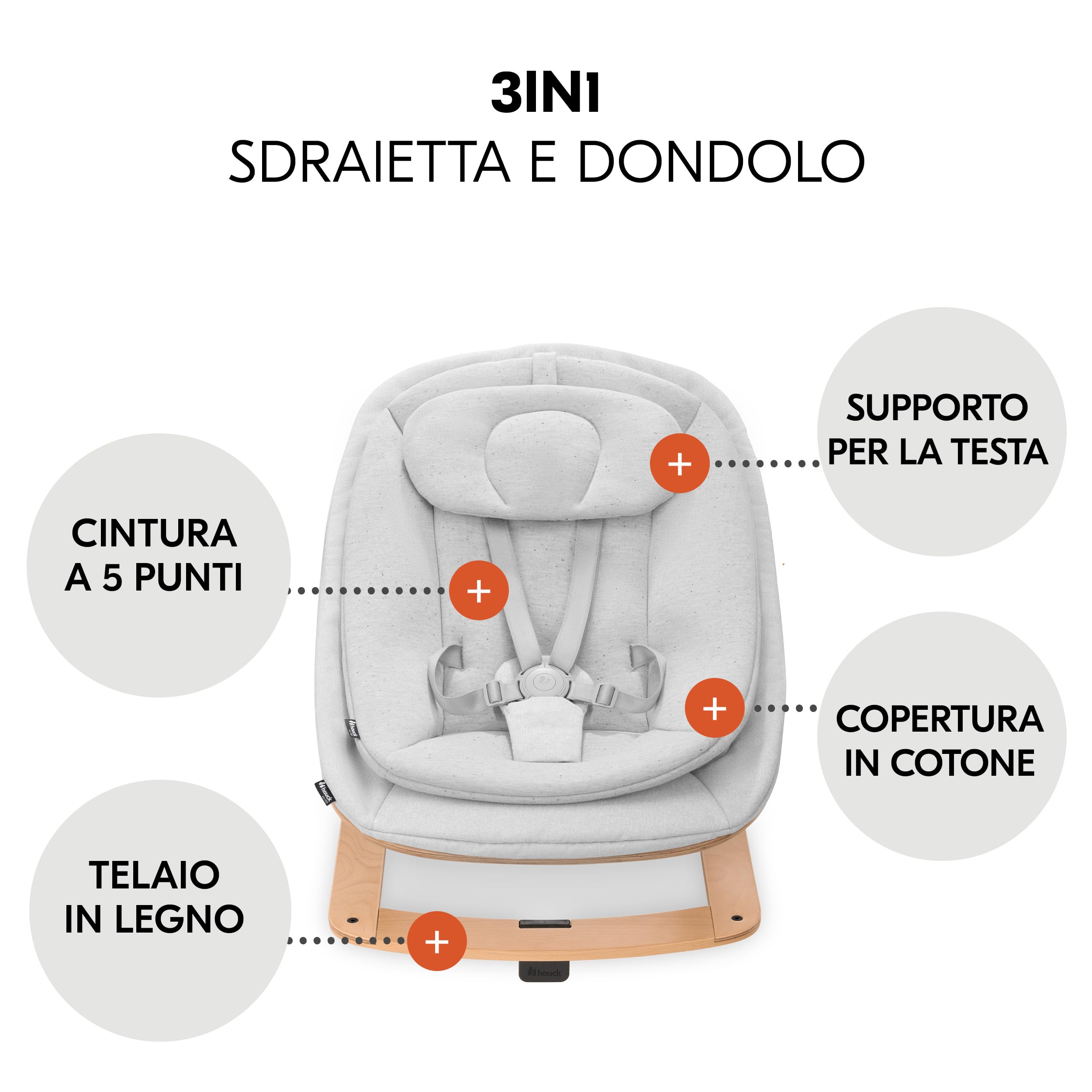 hauck Seggiolone Pappa Alpha Move Set Neonato con Eco Bouncer – Seggiolone Evolutivo Legno Regolabile dalla Nascita, incluso Sdraietta Neonati, Cuscino per Seduta e Vassoio