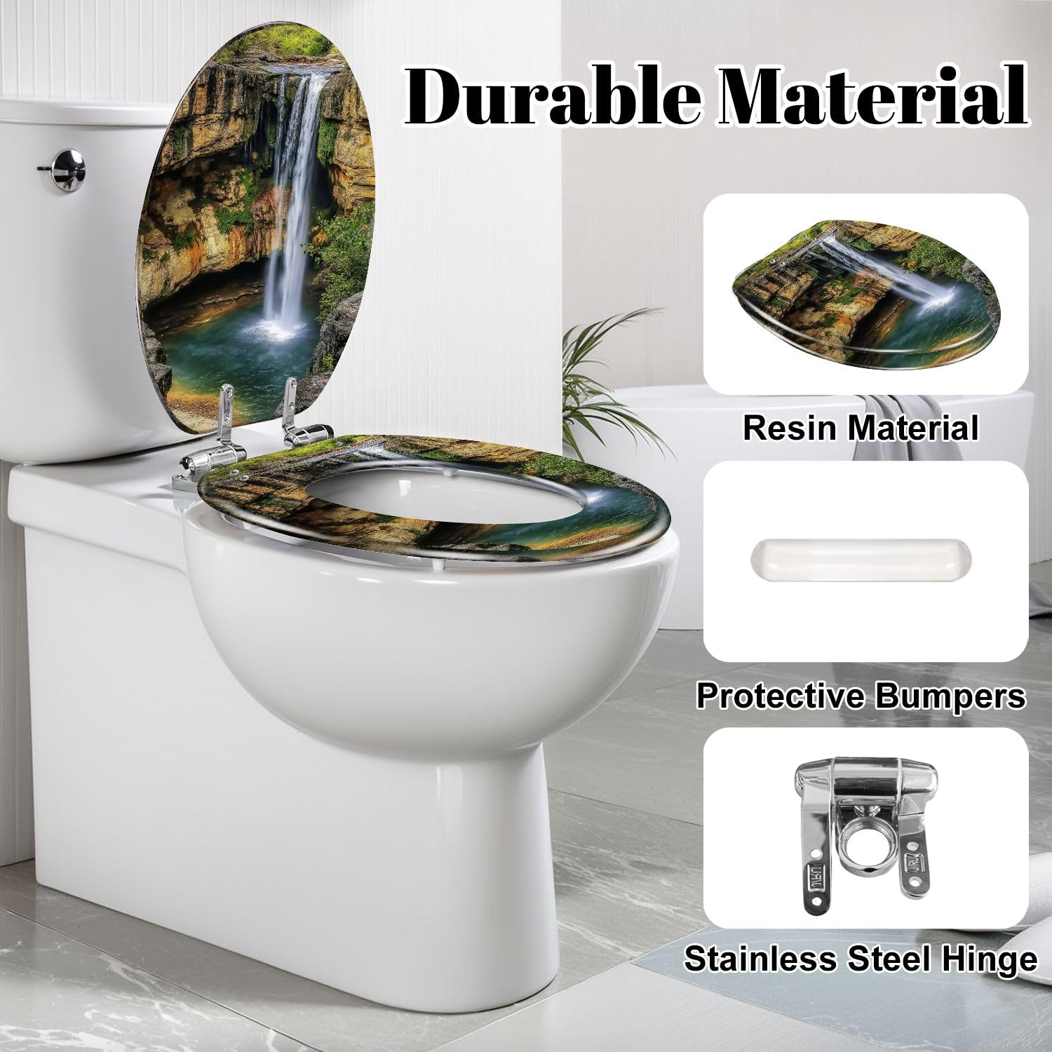 Miękkie zamykanie wydłużone siedzisko toaletowe - Resin Slow Quiet Close Lid with Quick-Release Hinges, Cover Bumpers, Easy Clean and Installl
