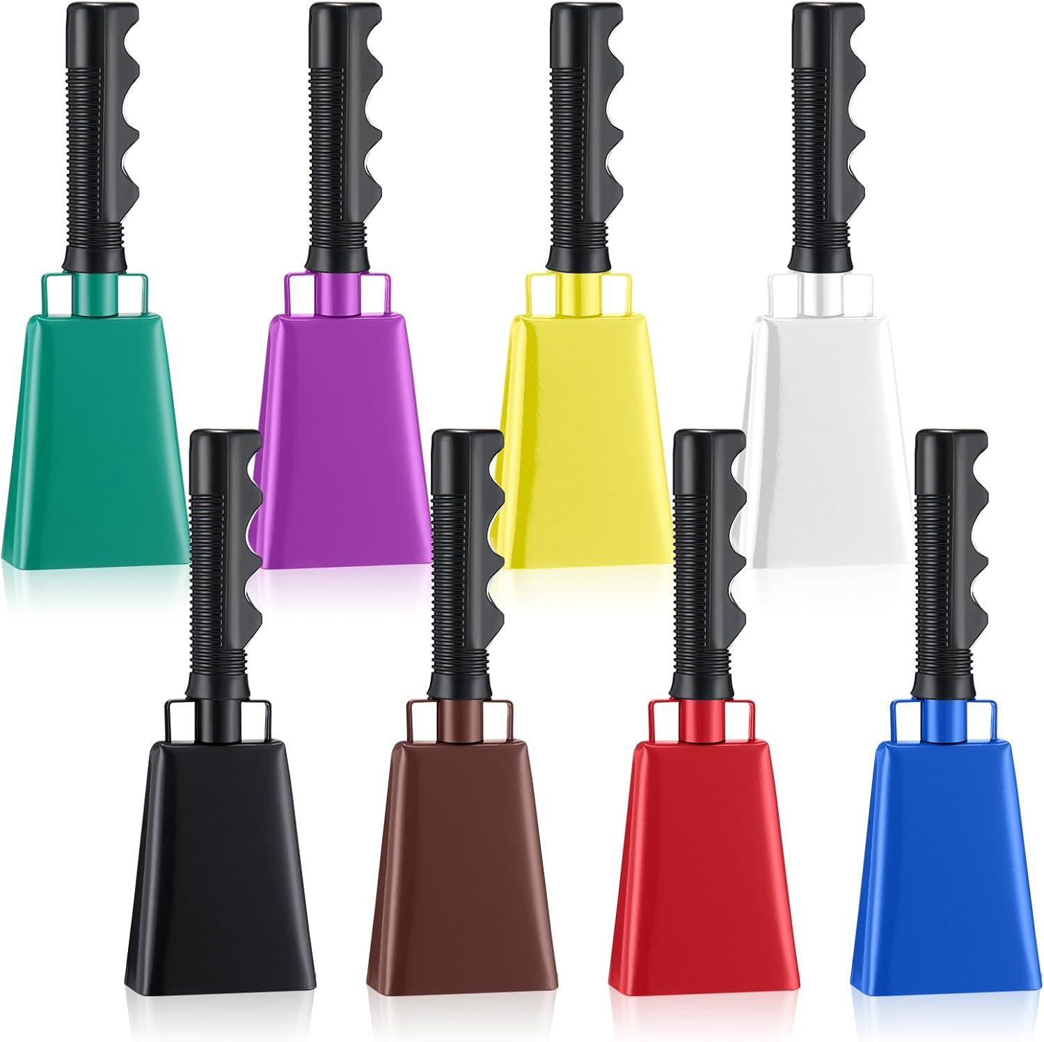Fiada 8 Pieces Colorful Metal Cowbells with Handle Loud Cow