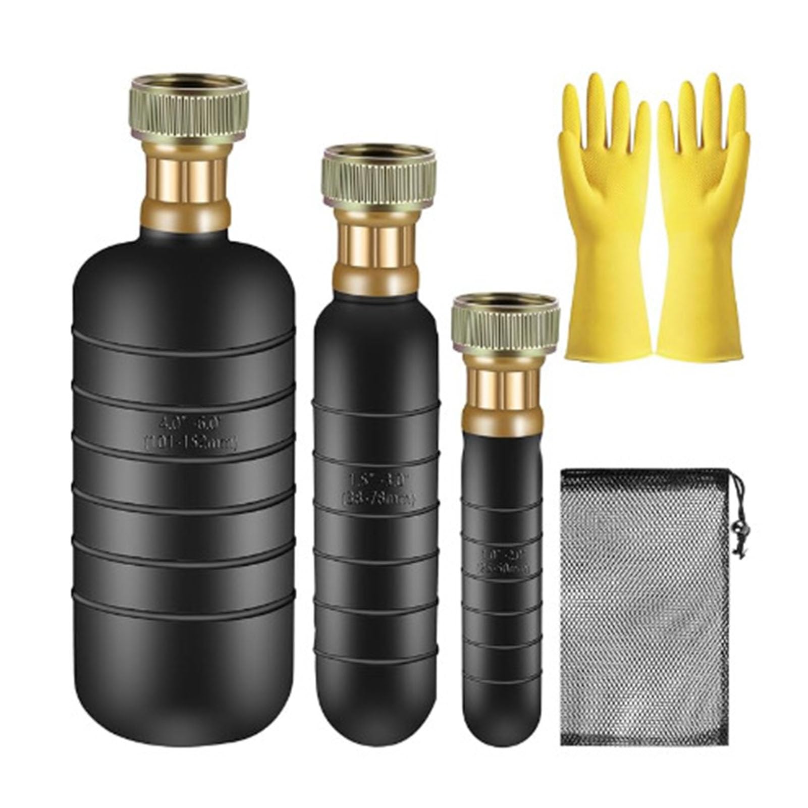 Kit Desatascador con 3 Vejigas de Goma para Tuberías (natural