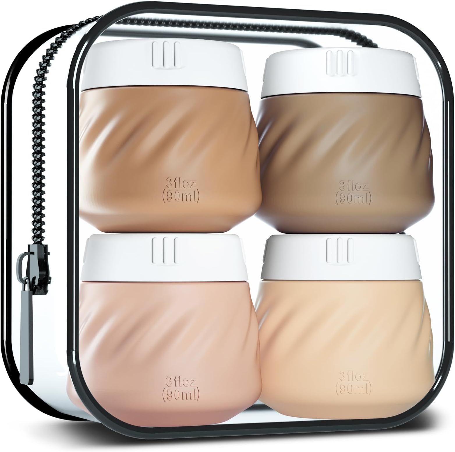 Gemice Travel Containers for Toiletries, TSA Approved 3 oz Leak-proof Silicone Travel Jars for Cream, BPA-Free Travel Size Container with Lid for Cosmetic Shampoo Cream (4 Pack)