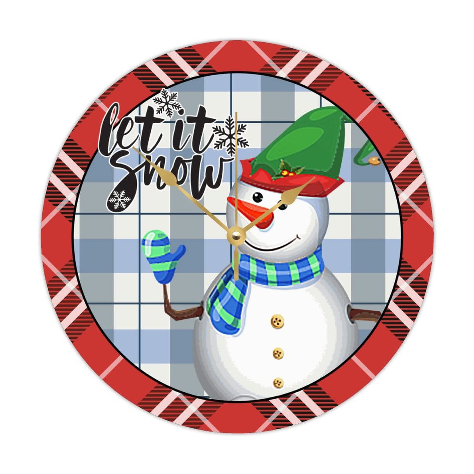 Horloge de Noël bonhomme de neige en bois silencieuse déco murale maison et cuisine