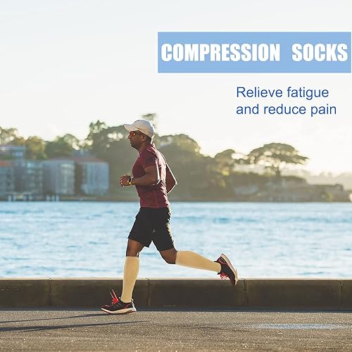 Miniatura 4 de Aoliks Calcetines de compresión para mujeres y hombres, 4 pares, el mejor apoyo para enfermeras, correr y viajar