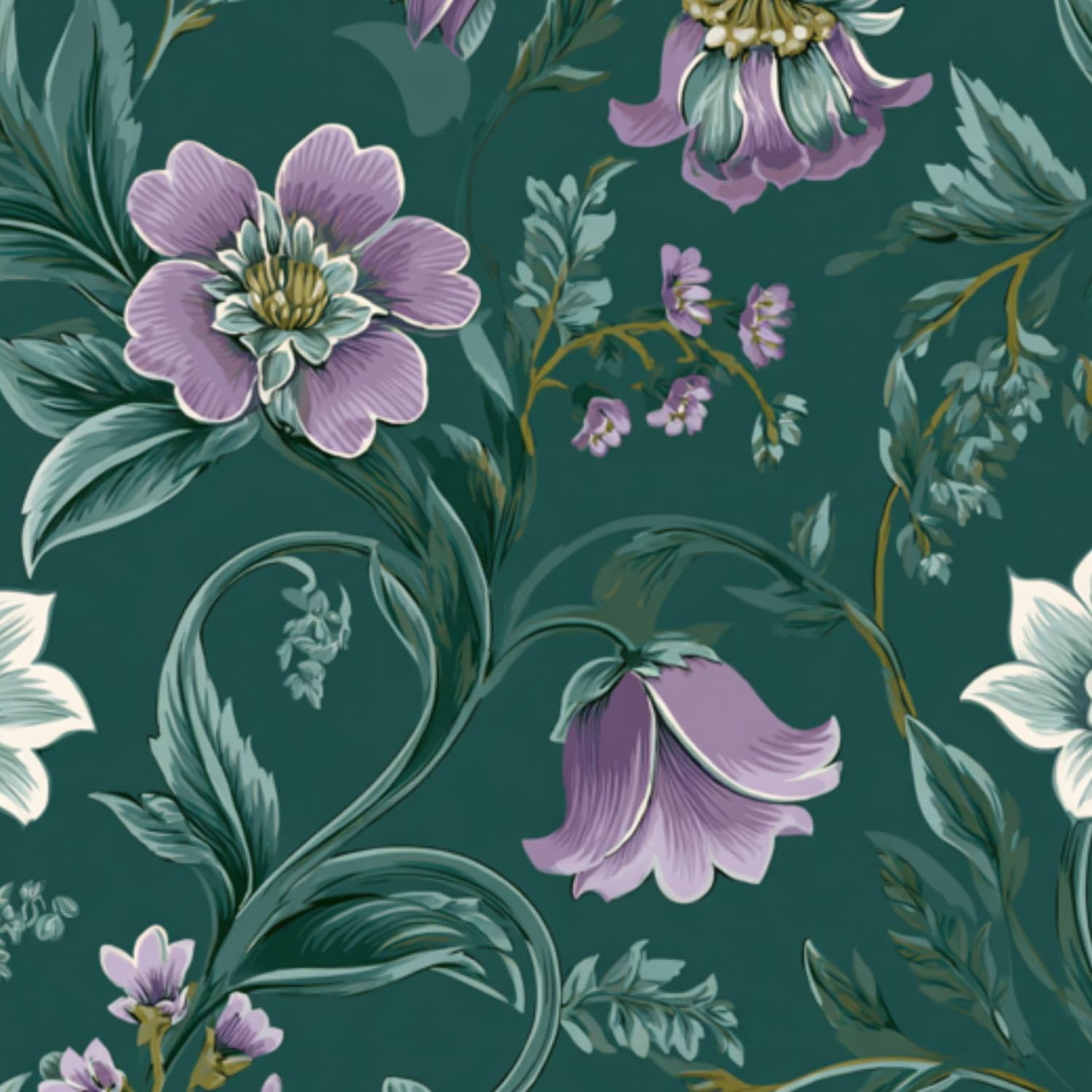 Deruinvaio Multi10 Self Adhesive Feature Removable Decorative Wildflower Vine Soft Floral Peel And Stick Vinyl Wallpaper Roll, Sticky Lining Paper For Bedroom, Living Room, Kitchen Walls
