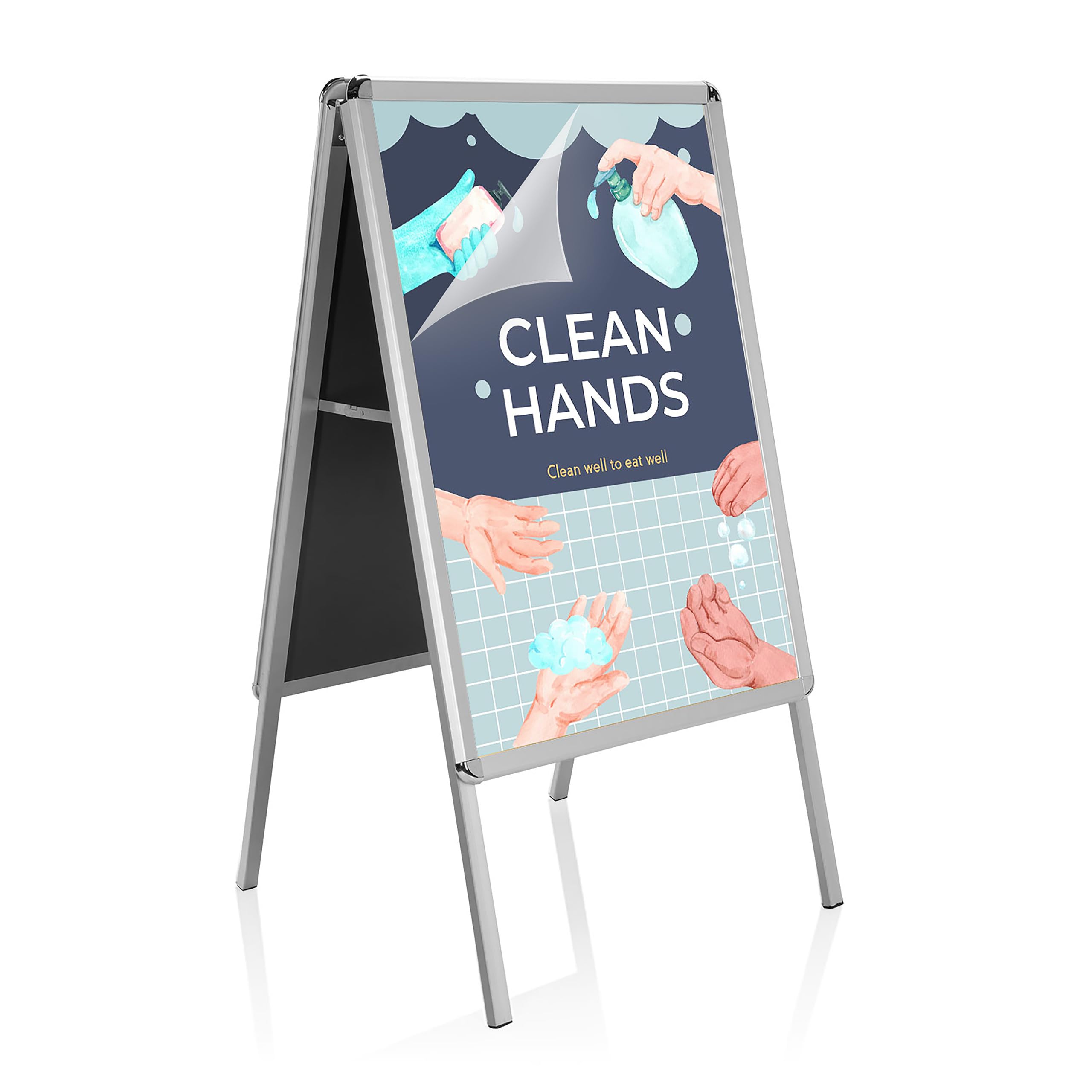 hjh OFFICE Kundenstopper A1 wetterfest AGENDA II Plakataufsteller Werbetafel beidseitig nutzbar mit Alu-Rahmen
