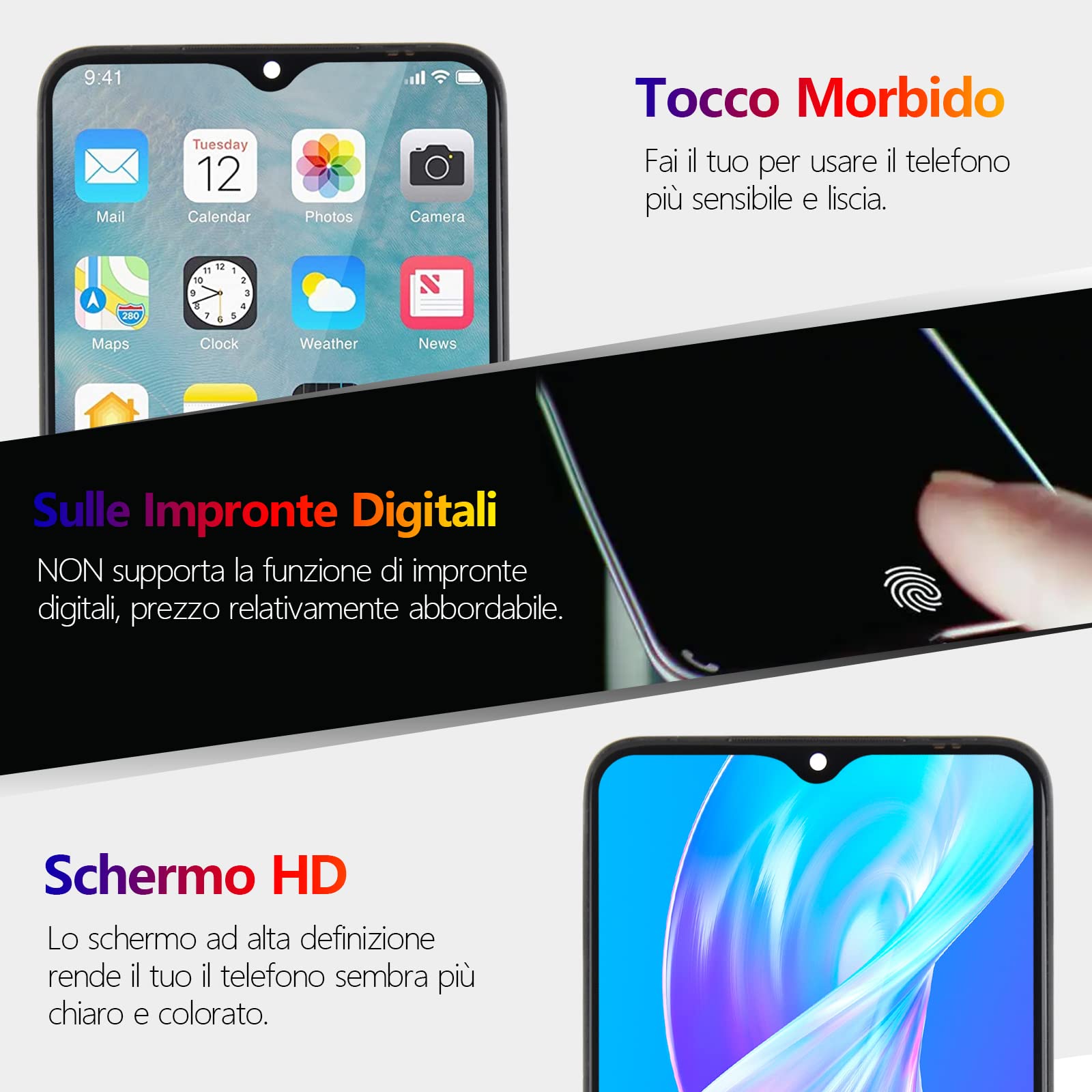 RongZy LCD Display per 6.4" Samsung Galaxy A30s A307F Schermo LCD Touch Screen Assemblea Sostituzione di Vetro Digitalizzatore con Strumenti(Nero con Cornice)