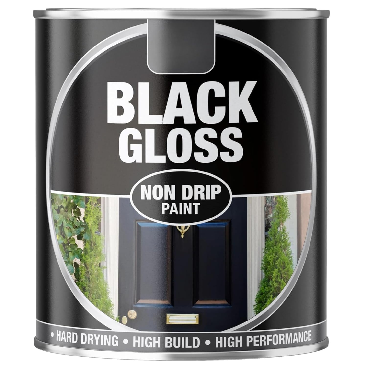 Inspired Essentials 300ml Non Drip Paint Tin Exterior Interior Hard Drying Performance Multi-Purpose Tin for Metal, Wood, Plastic, Walls with Perfect Finish (2, 151 - Black Gloss) โ image 1