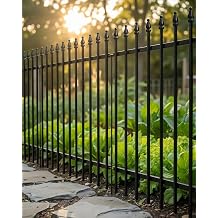 ARIFARO 5 Panels Metal Garden Fence 42" H x 30" W, Decorative Fence Panels