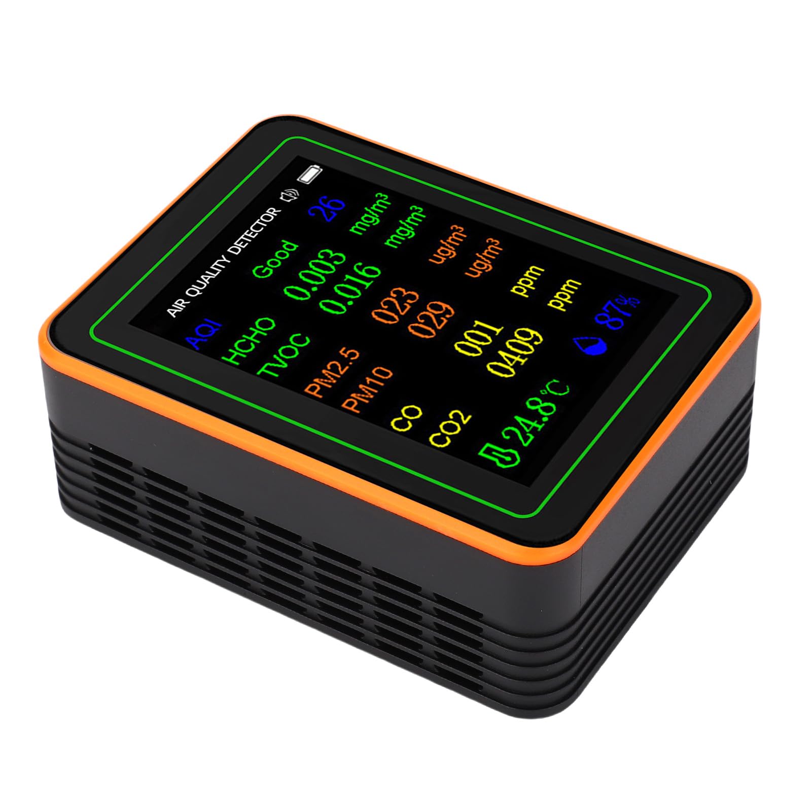 Eujgoov Rilevatore di qualità dell'aria, Materiale ABS, Tester della qualità dell'aria Interna per Casa e Ufficio, Misure PM2,5, PM10, TVOC, HCHO con Display a Colori (#1)