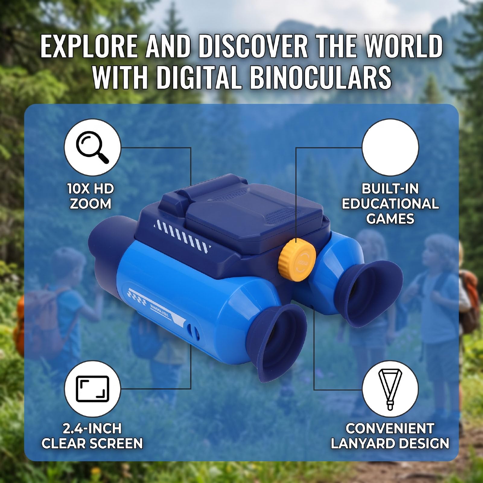 Prismáticos Digitales para Niños con Zoom 10x Pantalla