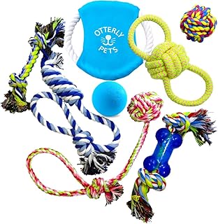 Otterly Pets Dog Toys (8-Pack) - Assorted Tough Ropes and a Single Near Indestructible Natural Rubber Ball for Small to Medium Dogs