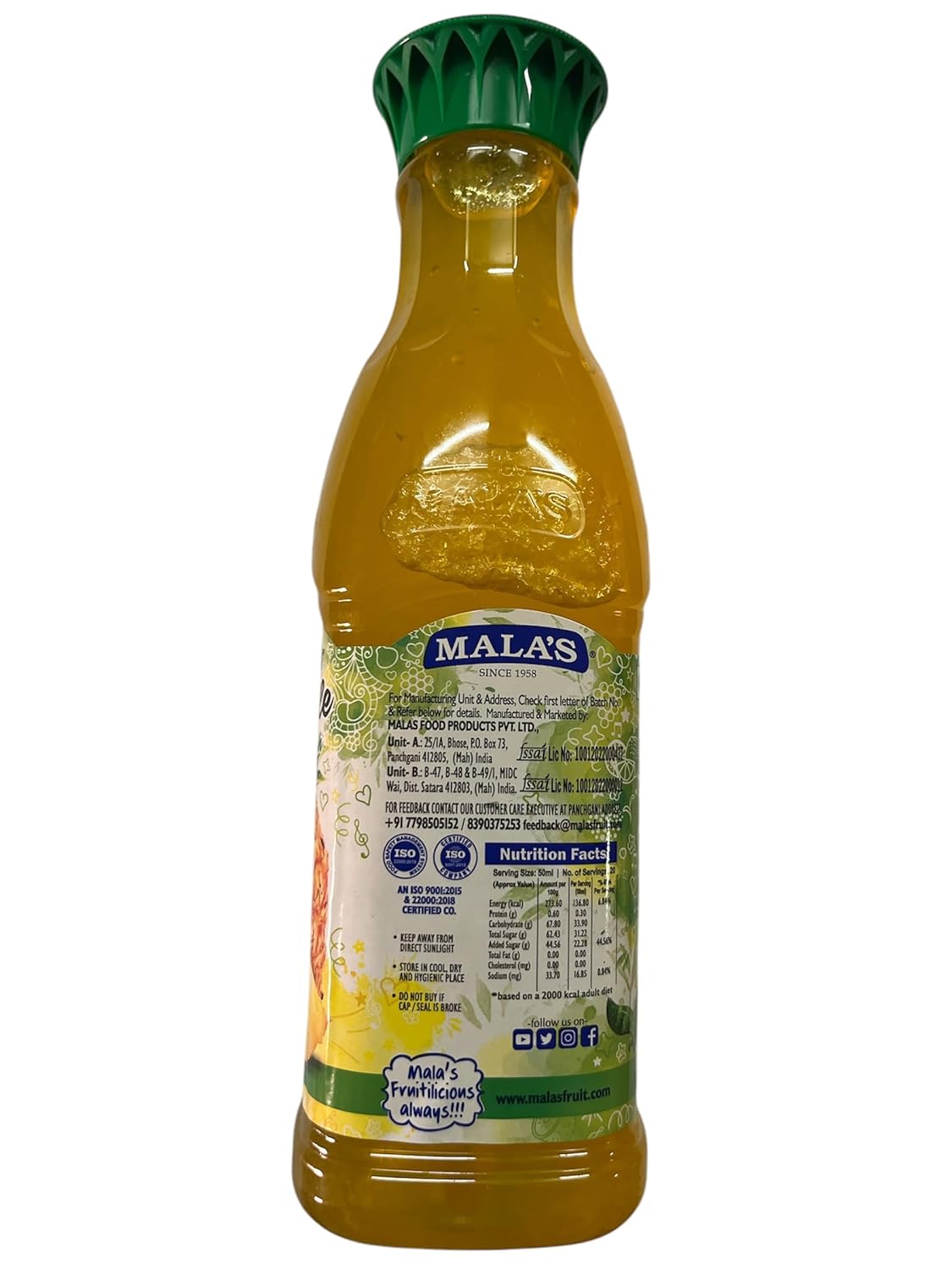 Mala's Pineapple Crush Pet Bottle -Made from Natural and Real Fruit Extracts Pet Bottle, 1000 g