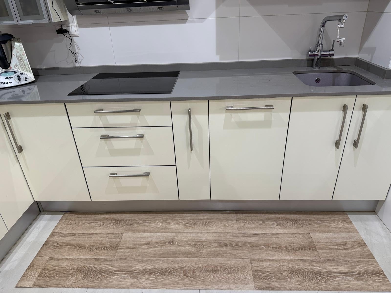 Tappeto in vinile effetto legno parquet | antiscivolo e resistente, facile da pulire, uso interno o esterno, faggio naturale, varie misure
