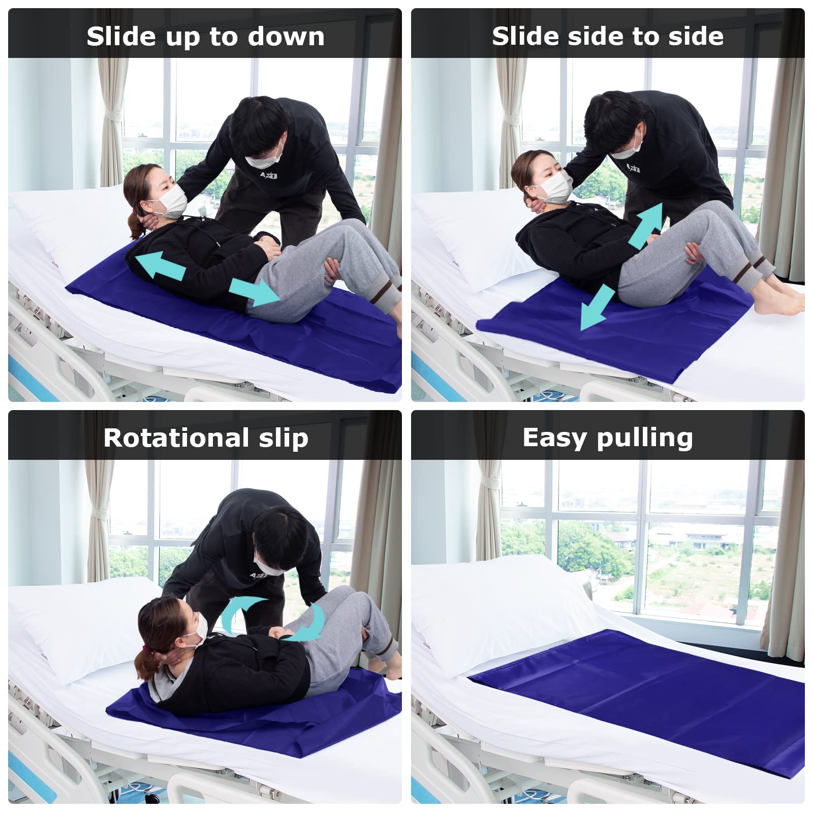 [LOSCHEN] Lona deslizante tubular para traslado de pacientes, lona deslizante para facilitar el traslado de ancianos (72x120cm（28 "x47"）, azul oscuro)