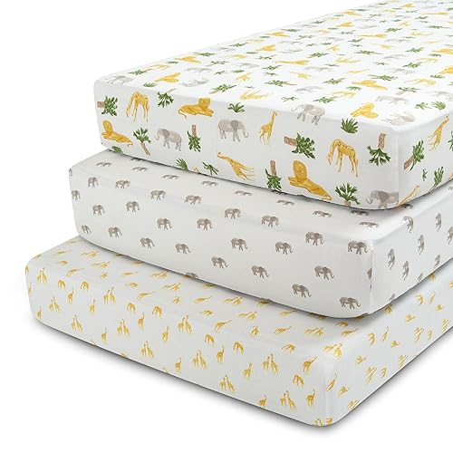 Delta Children Sábanas bajeras ajustables para cuna para niñas y niños, sábana para colchón estándar de cuna y de niño pequeño, 28 x 52 pulgadas