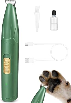 LEYOUFU Dog Clippers for Grooming, 2 Speed Low Noise Cordless Dog Paw Trimmer, Rechargeable Small Pet Hair Trimmer for Grooming, Cat Hair Clippers Shaver for Paws, Eyes, Ears, Face, Rump Green