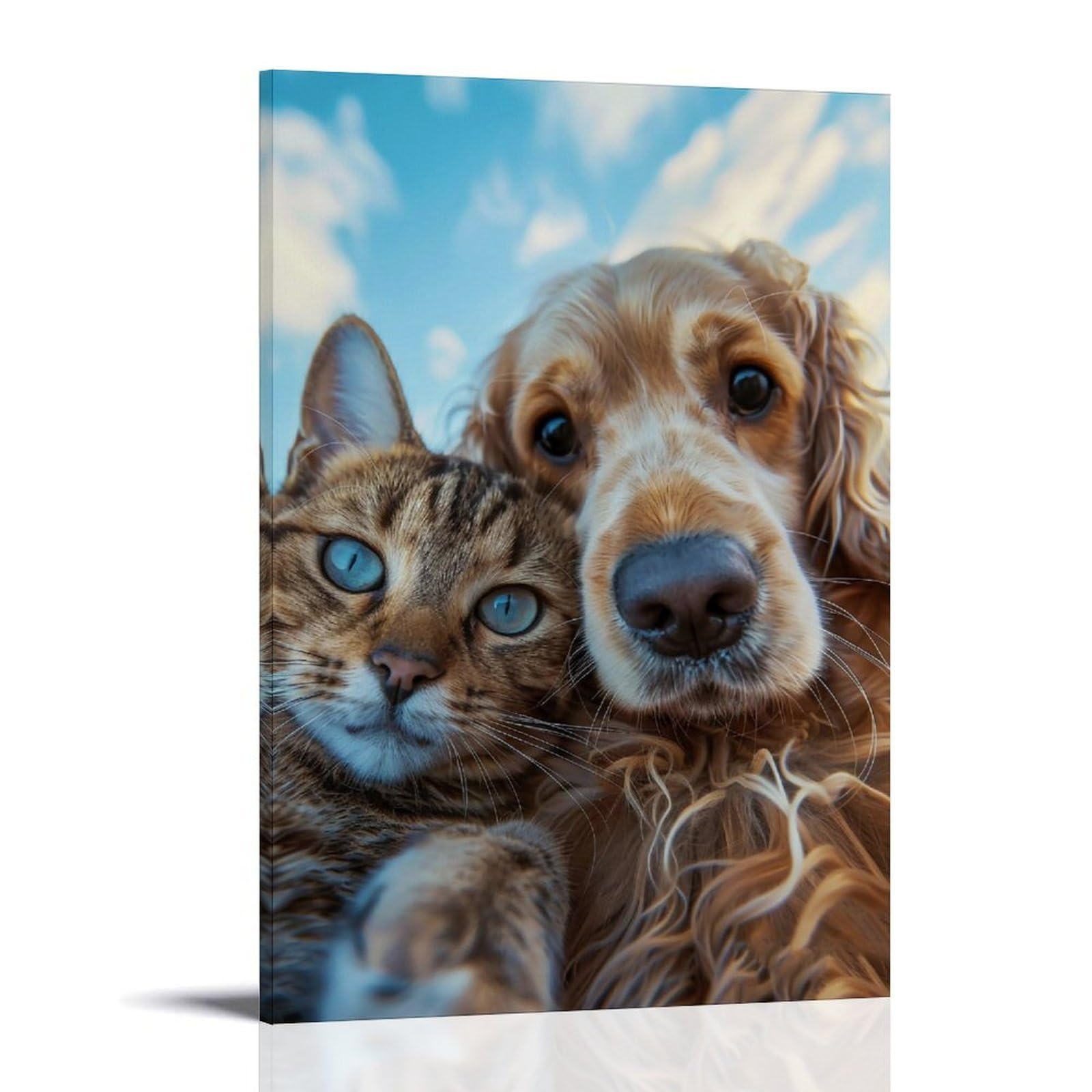 WHOUHJYE Sky Besties Selfie 04 Poster Wall Art Canvas Vintage Aesthetic Painting Decor for Rooms 20x30inch Frame-style
