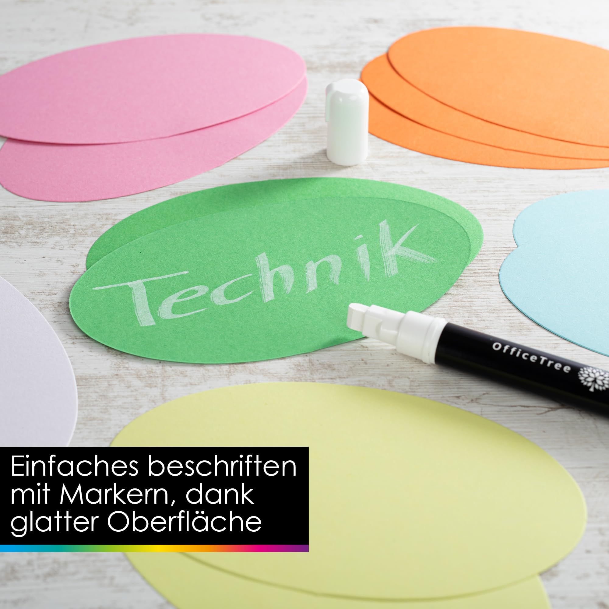 OfficeTree 750x Moderationskarten Set Bunt - Rund, Oval & Rechteckig - Metaplankarten - Präsentationskarten in 6 Farben Sortiert - Moderationsset als Seminar Zubehör für Präsentation und Vortrag
