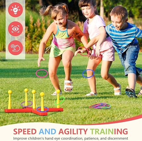Miniatura 4 de OBTANIM Juego de 24 anillos de plástico de 3 pulgadas para niños y anillos de lanzamiento al aire libre para juego de práctica de velocidad y