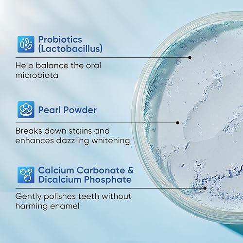 Miniatura 6 de BodyAccel Polvo blanqueador de dientes mejorado polvo de dientes probiótico para blanquear perlas, pasta de dientes sin flúor para eliminación de