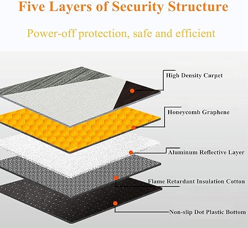 Miniatura 5 de Almohadilla térmica eléctrica grande alfombrilla térmica de cristal de carbono con control de temperatura calentamiento rápido calentadores de pies
