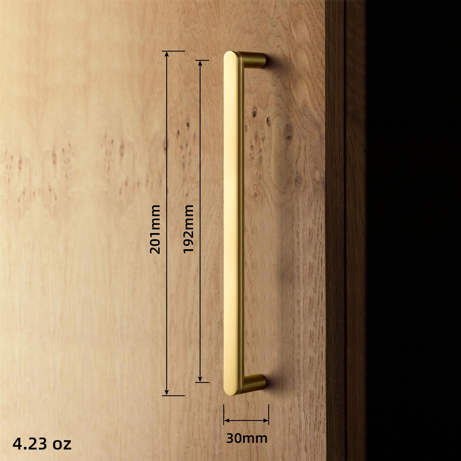 Goo-Ki Brushed Brass Kitchen Cabinet Handles,Modern Carved Drawer Pulls,7 9/16 Inches Center to Center(6 Pack)